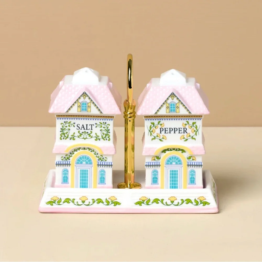 Charming 2025 LENOX Spice Village Pink and White Salt and Pepper Shaker Set - Picture 1 of 7